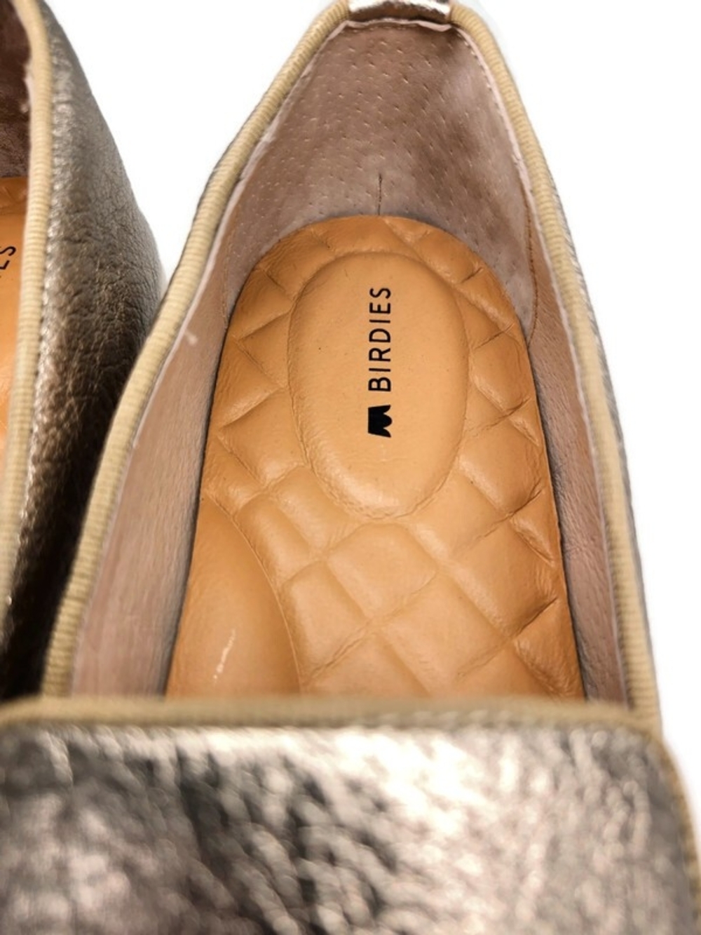 Birdies The Swift Metallic Gold Leather Slip-On No-Lace Loafer Style Sneakers - Picture 8 of 11